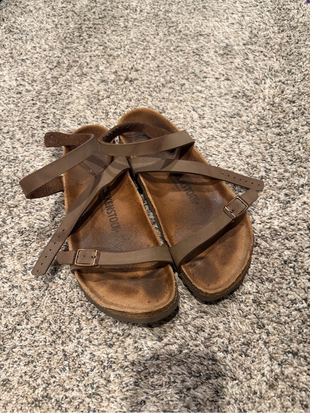 Birkenstock Brown Leather Strappy Footbed Sandals - Women